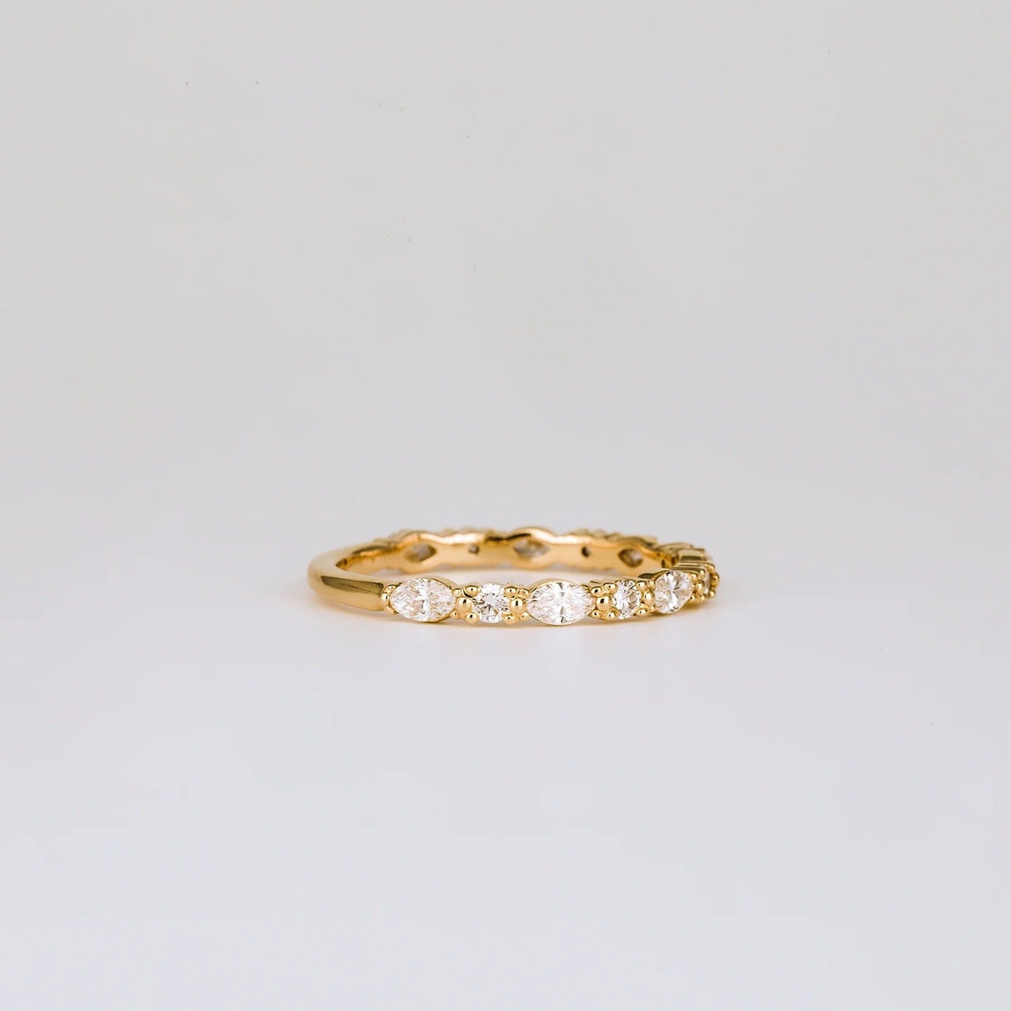 0.2 TCW Round & Marquise Shaped Half Eternity Moissanite Wedding Band