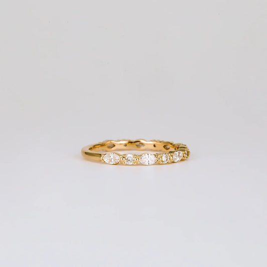 0.2 TCW Round & Marquise Shaped Half Eternity Moissanite Wedding Band