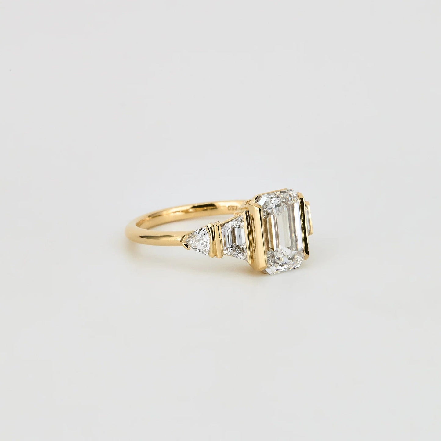2.5 CT Emerald Shaped Cluster Moissanite Engagement Ring