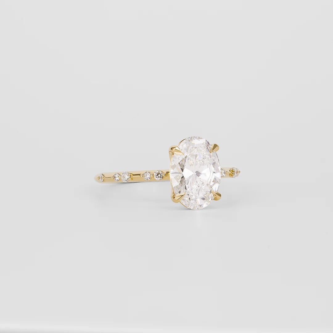 1.5 CT Oval Shaped Dainty Moissanite Engagement Ring