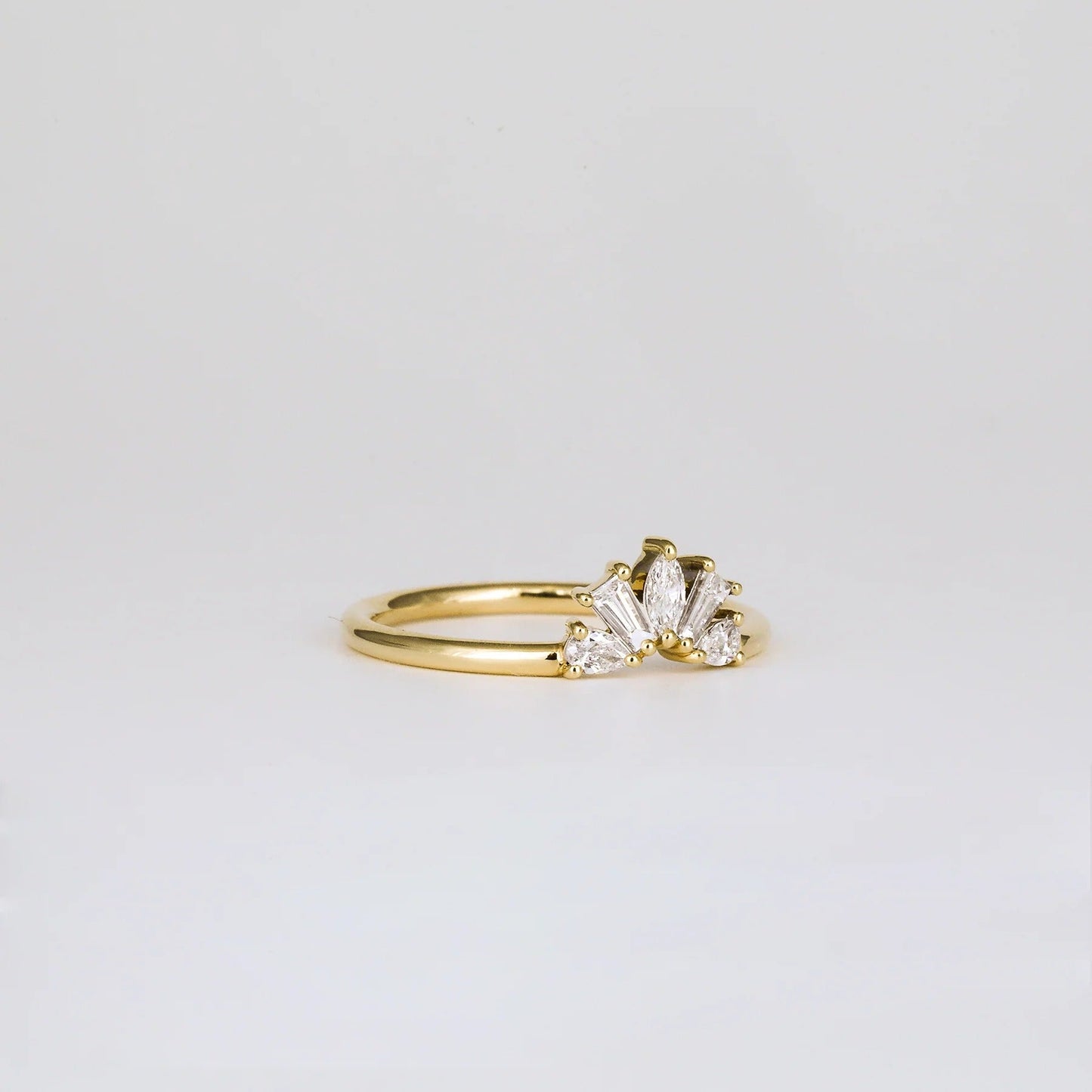 0.35 TCW Pear, Marquise & Tapered Baguette Shaped Five Stone Moissanite Wedding Band