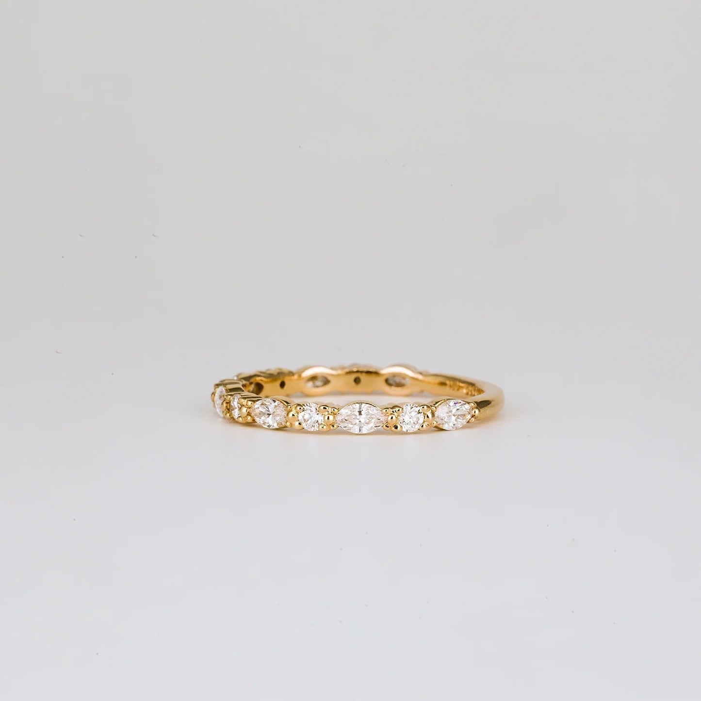 0.2 TCW Round & Marquise Shaped Half Eternity Moissanite Wedding Band