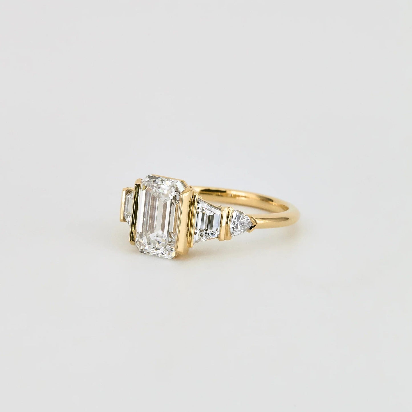2.5 CT Emerald Shaped Cluster Moissanite Engagement Ring