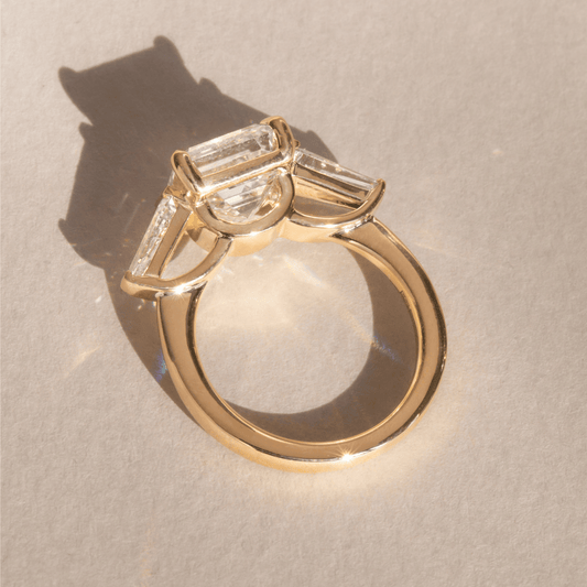 Marquise Shaped Three Stone Lab Grown Diamond Engagement Ring