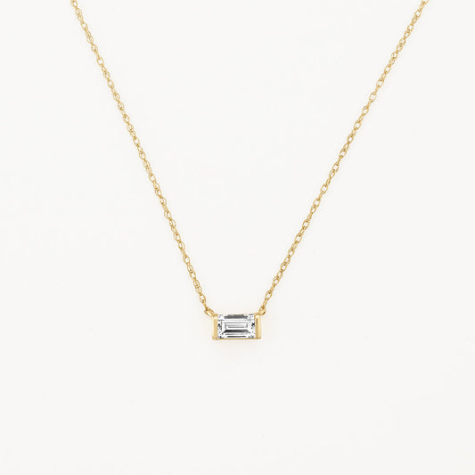 0.27 CT Baguette Solitaire Moissanite Necklace