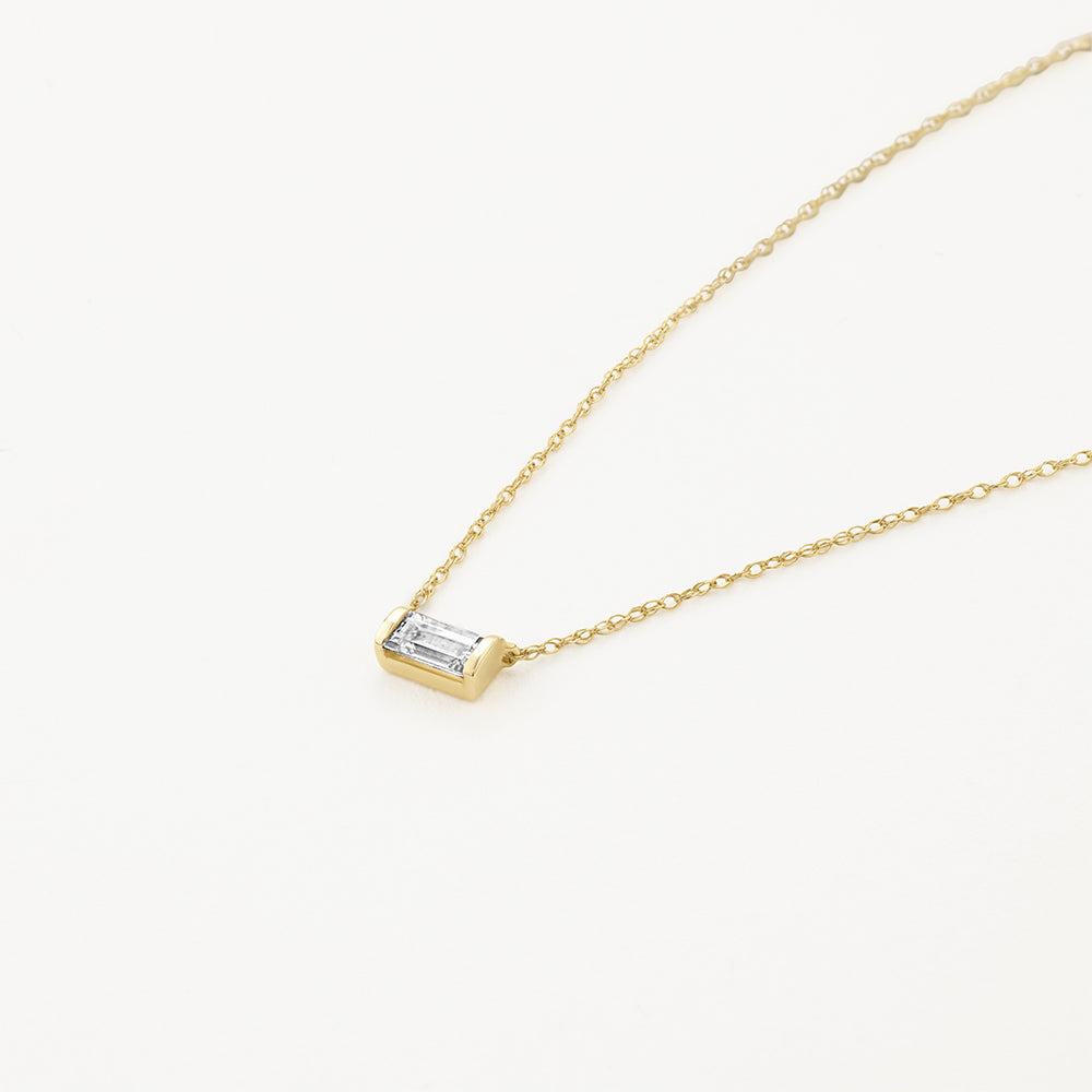 0.27 CT Baguette Solitaire Moissanite Necklace