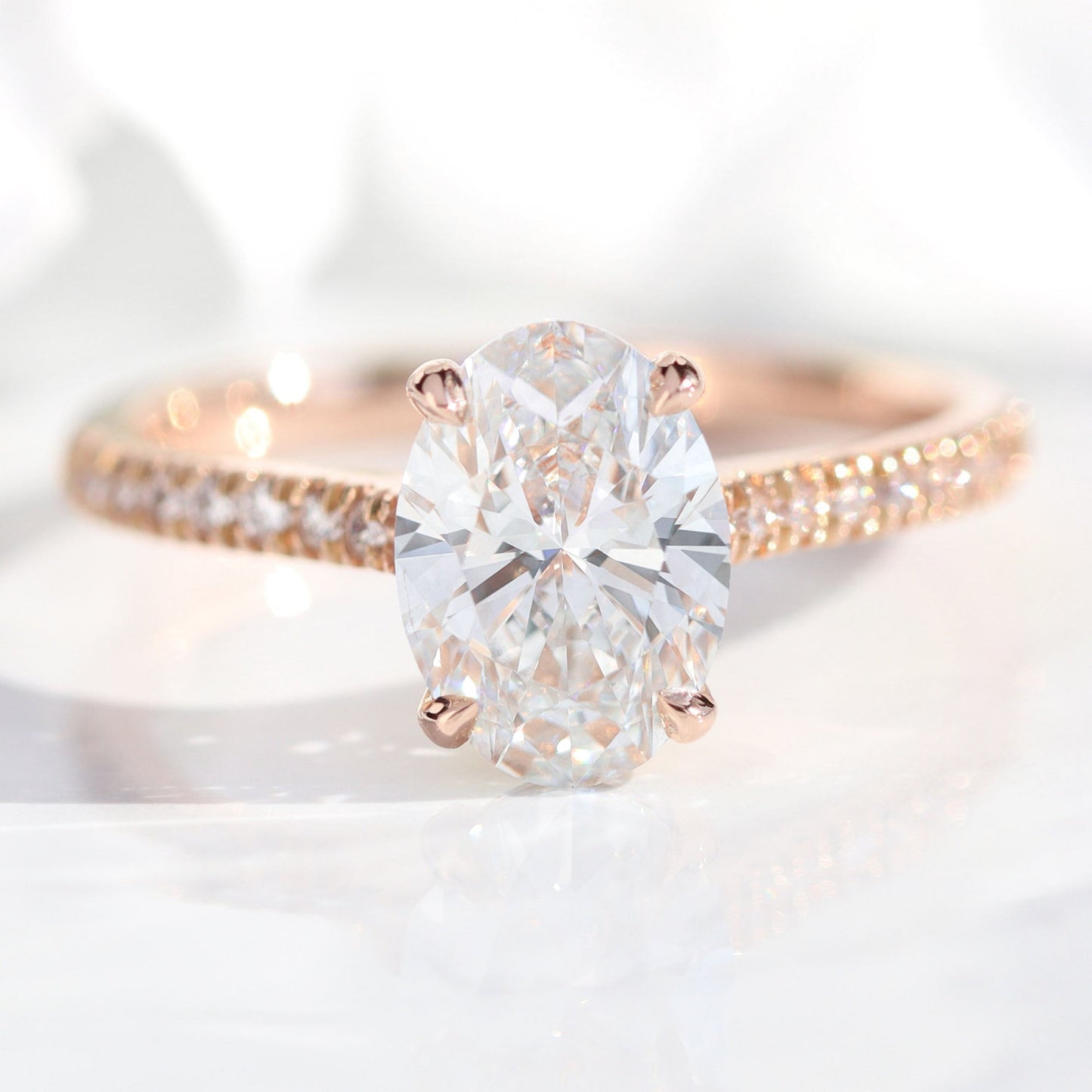 1.5 CT Oval Cut Curved Vintage Moissanite Bridal Ring Set