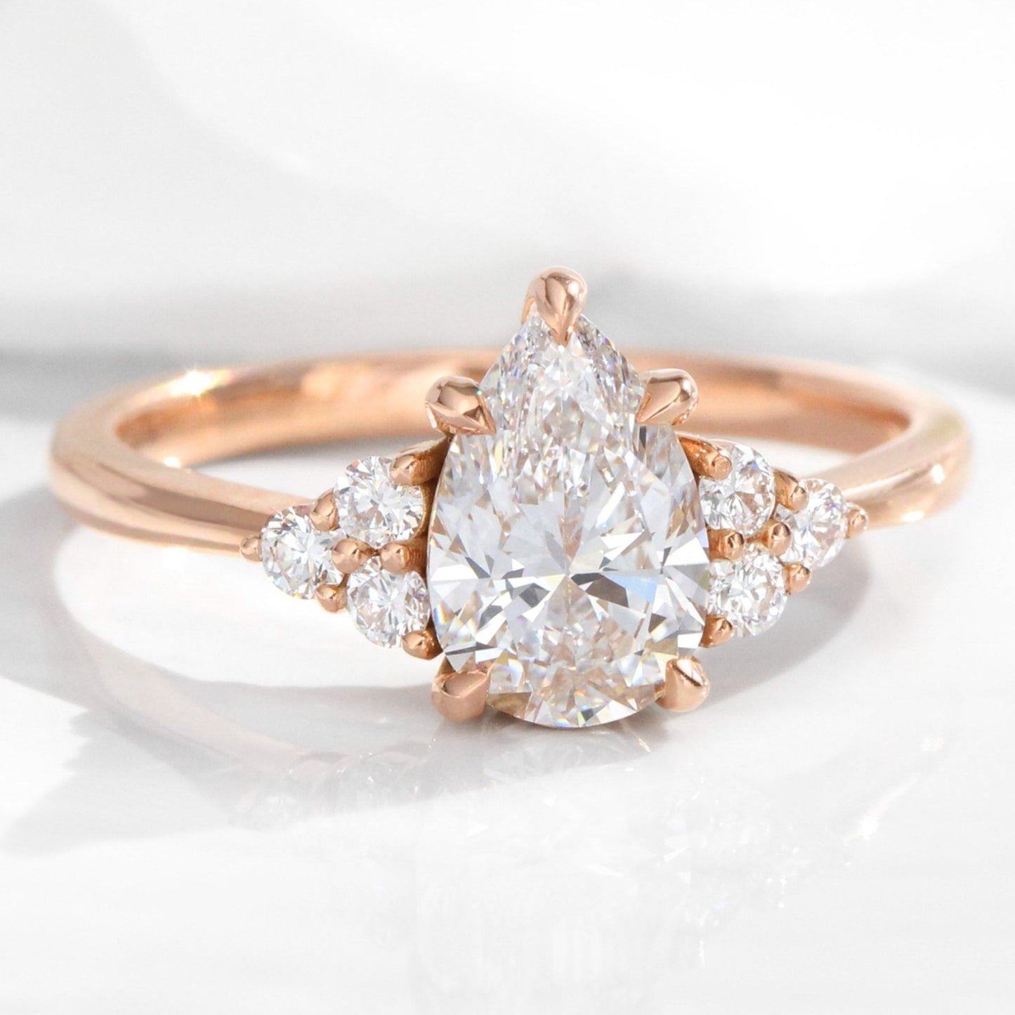 1.2 CT Pear Cut Cluster Moissanite Bridal Ring Set