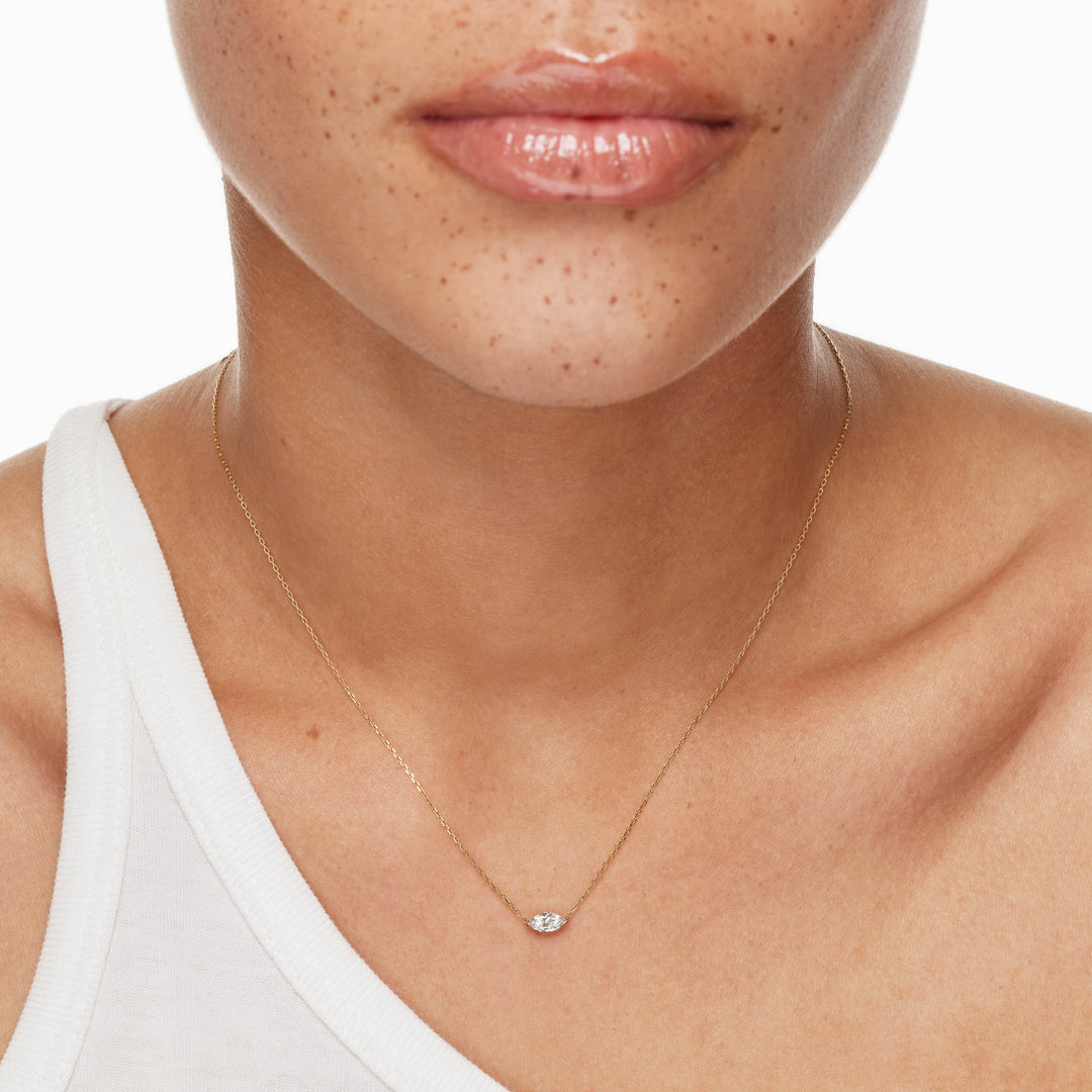 0.23 CT Marquise Shaped Solitaire Moissanite Necklace