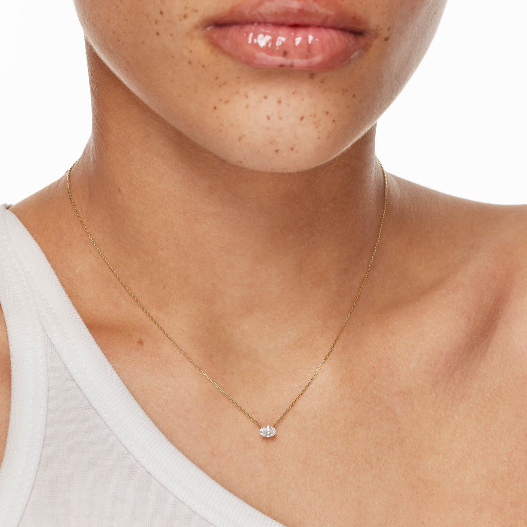 0.23 CT Oval Shaped Solitaire Moissanite Necklace