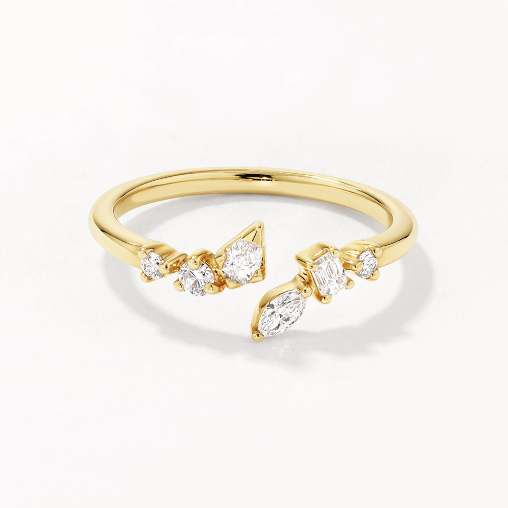 1.68 TCW Multistone Open Shank Moissanite Diamond Wedding Band