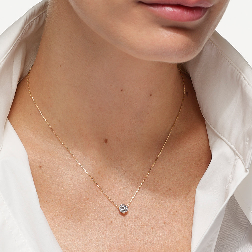0.74 CT Round Shaped Solitaire Moissanite Necklace