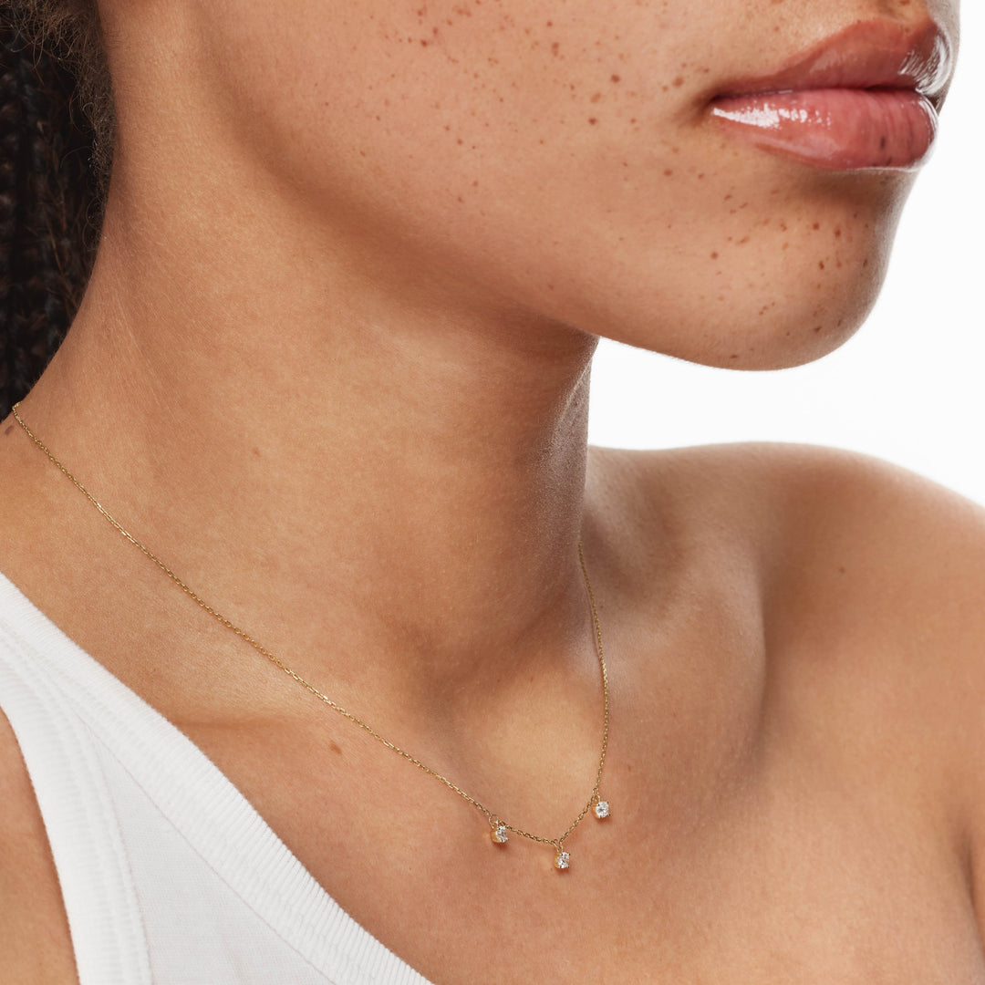 0.24 TCW Round Floating Droplet Moissanite Necklace