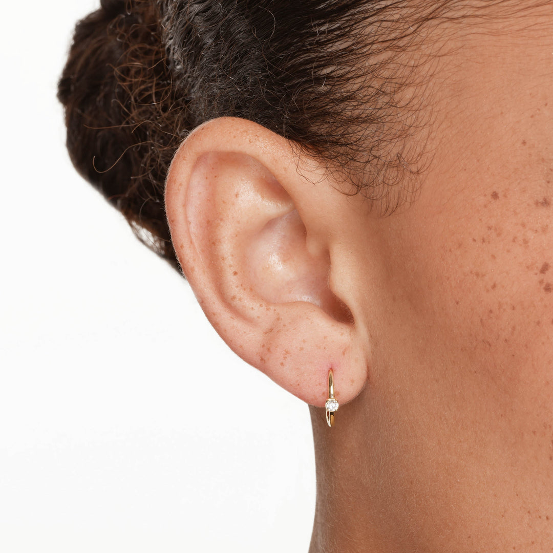 0.20 TCW Round Shaped Moissanite Hoop Earrings