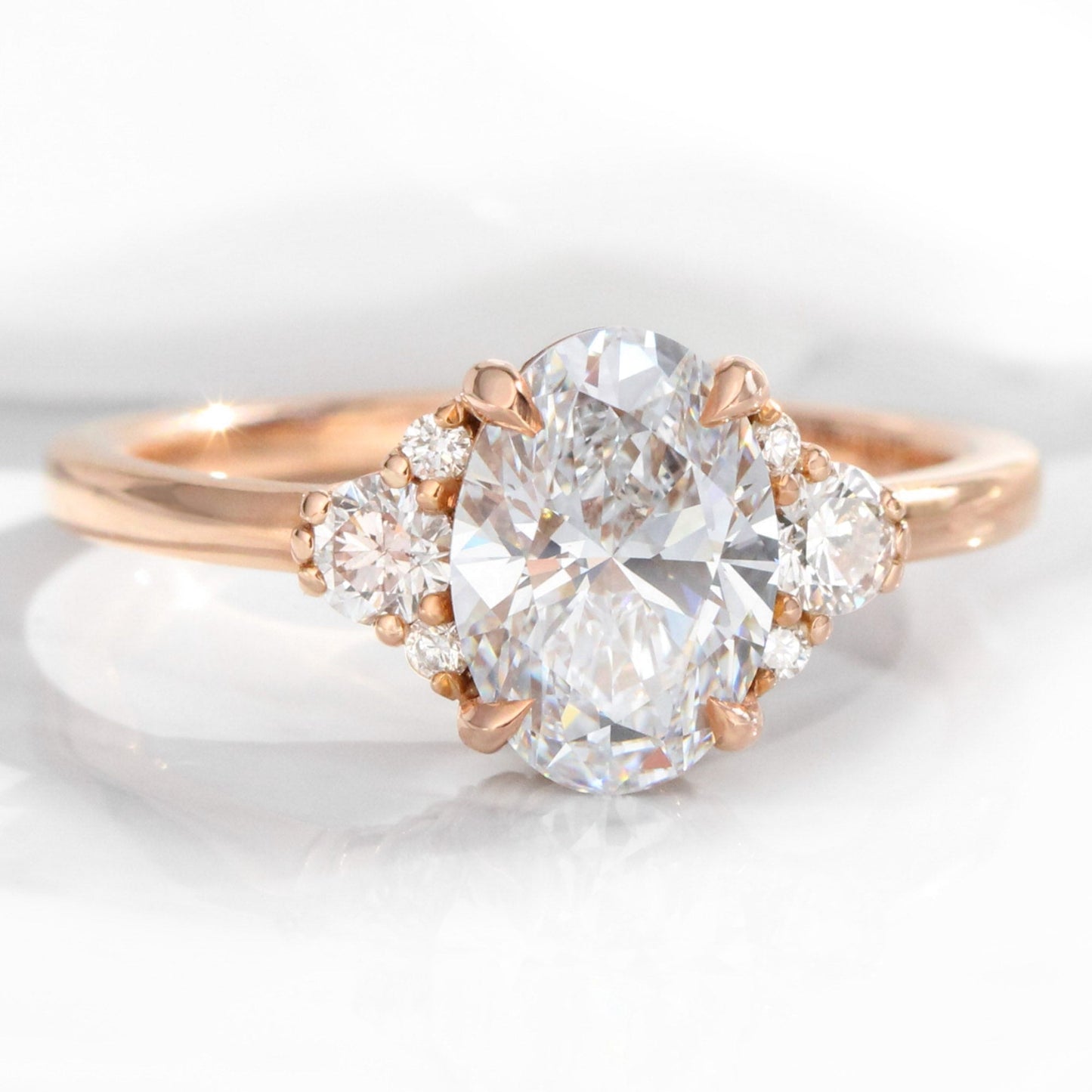 1.5 CT Oval Cut 3 Stones Moissanite Bridal Ring Set