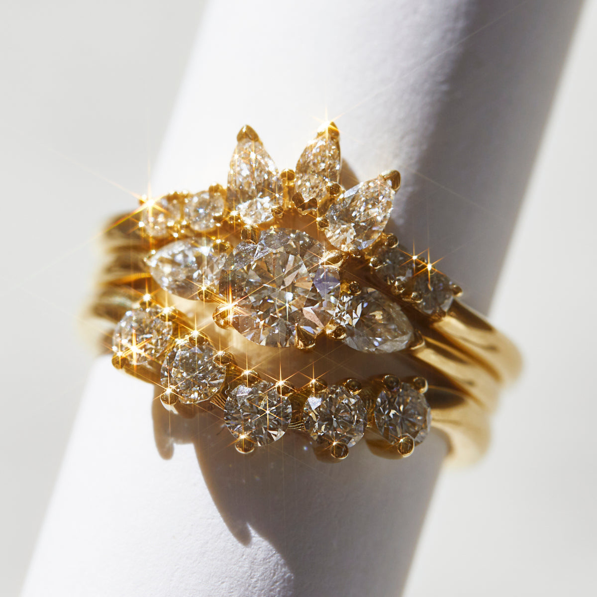 Marquise Shaped Three Stone Lab Grown Diamond Engagement Ring