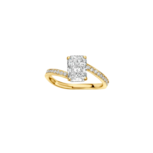 Timeless 1.5 CT Radiant Cut By Pass Pave Moissanite Diamond Engagement Ring