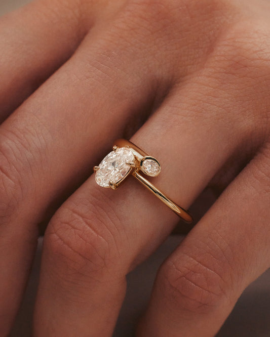 Marquise Shaped Three Stone Lab Grown Diamond Engagement Ring