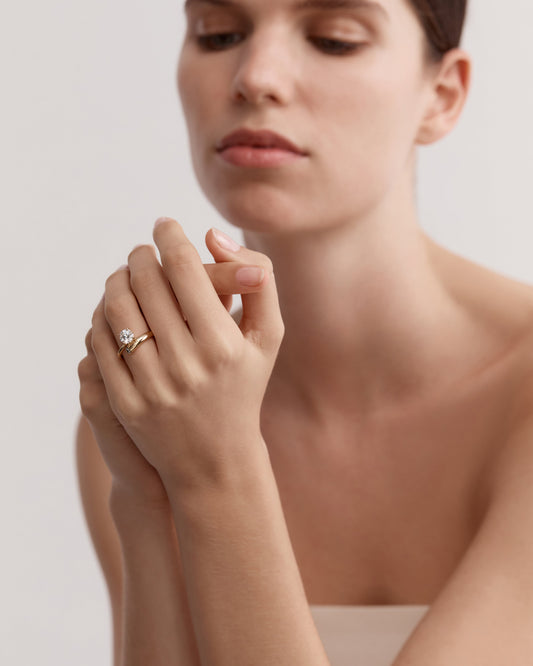 Marquise Shaped Three Stone Lab Grown Diamond Engagement Ring