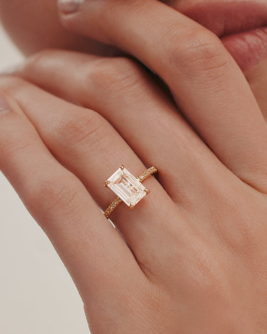 Marquise Shaped Three Stone Lab Grown Diamond Engagement Ring