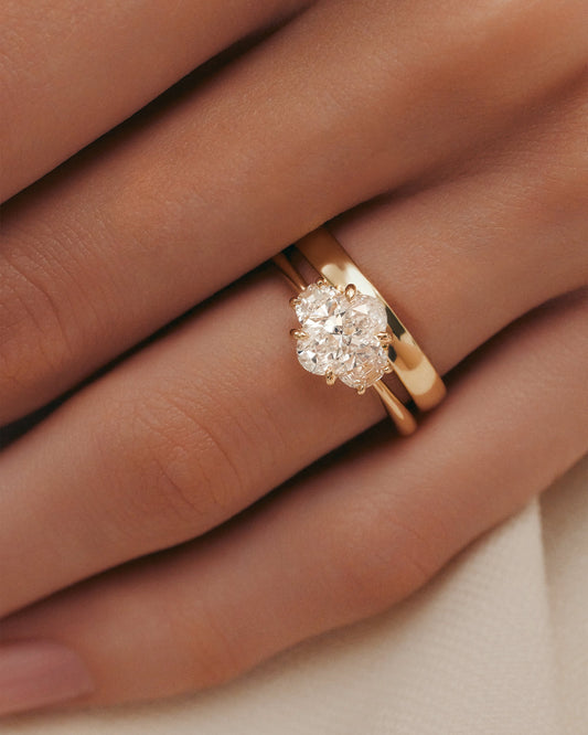 Marquise Shaped Three Stone Lab Grown Diamond Engagement Ring