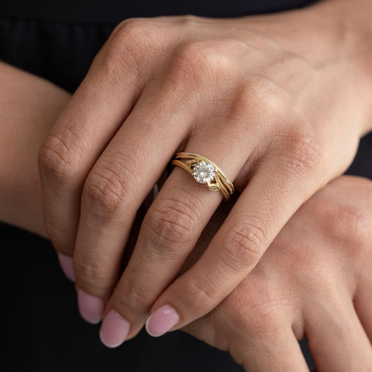 1 CT Round Shaped Vintage Inspired-Milgrain Moissanite Diamond Engagement Ring