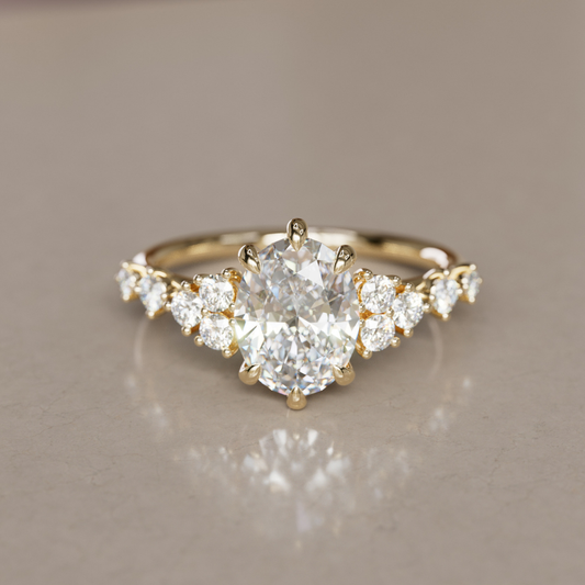 Marquise Shaped Three Stone Lab Grown Diamond Engagement Ring