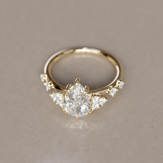 Marquise Shaped Three Stone Lab Grown Diamond Engagement Ring