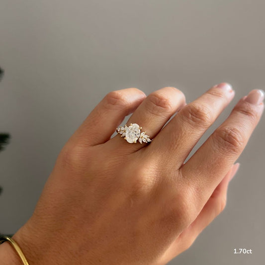 Marquise Shaped Three Stone Lab Grown Diamond Engagement Ring