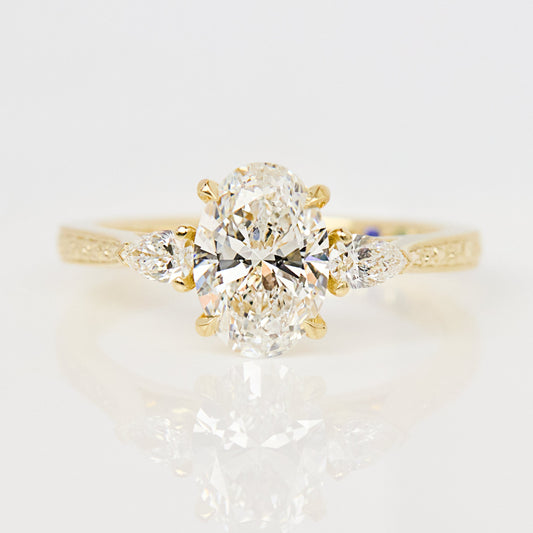 Marquise Shaped Three Stone Lab Grown Diamond Engagement Ring