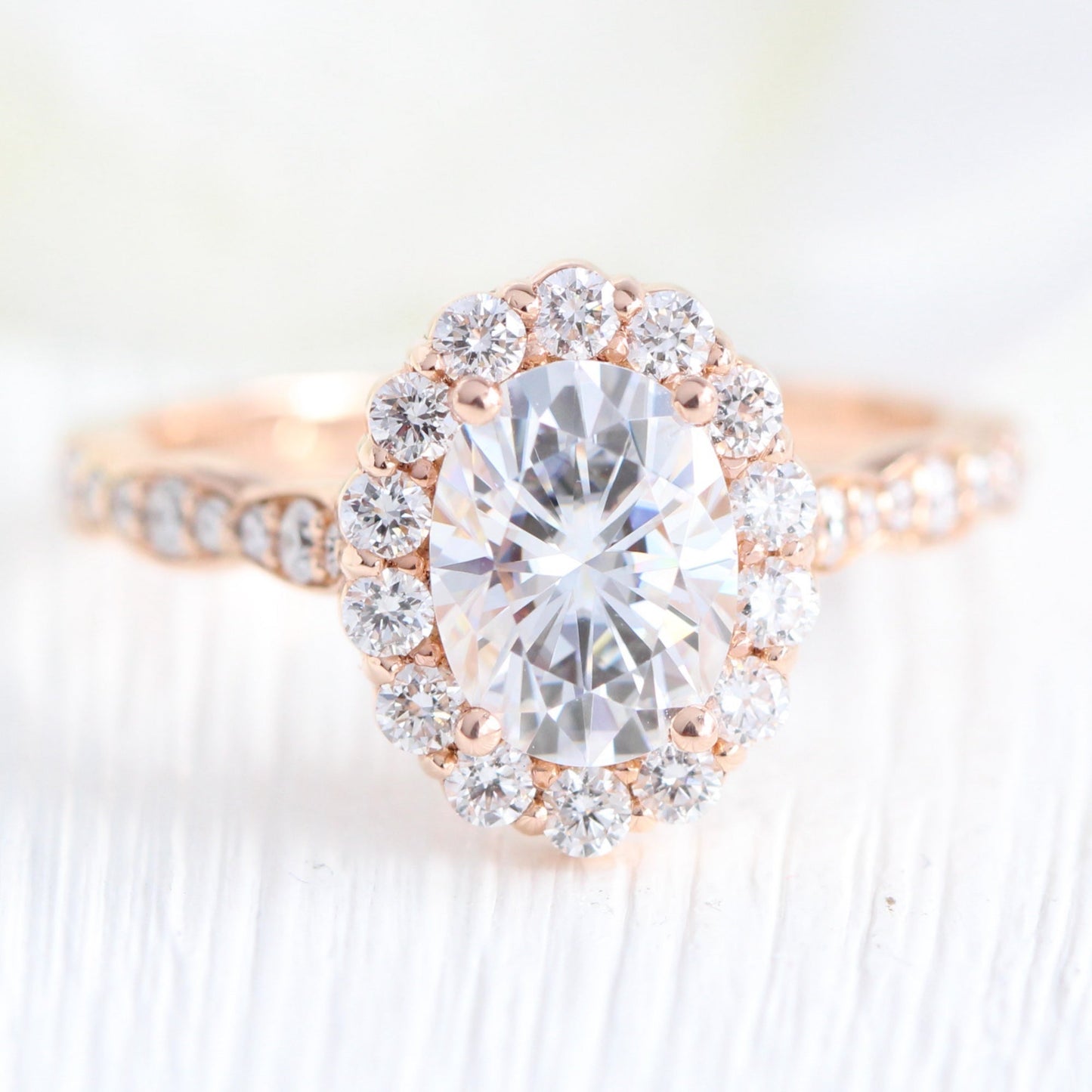 1.5 CT Oval Cut Vintage Style Moissanite Bridal Ring Set