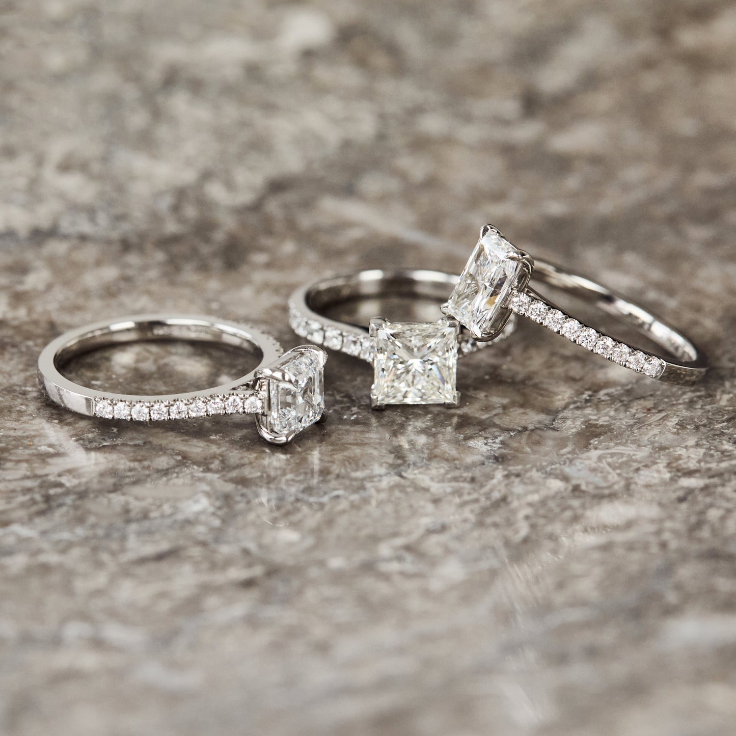 Marquise Shaped Three Stone Lab Grown Diamond Engagement Ring