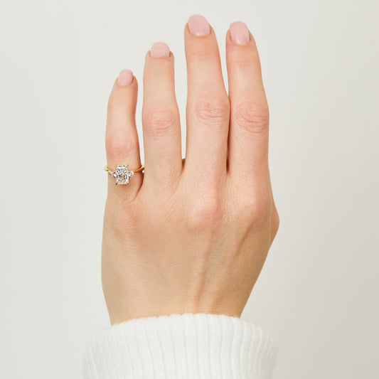 Marquise Shaped Three Stone Lab Grown Diamond Engagement Ring