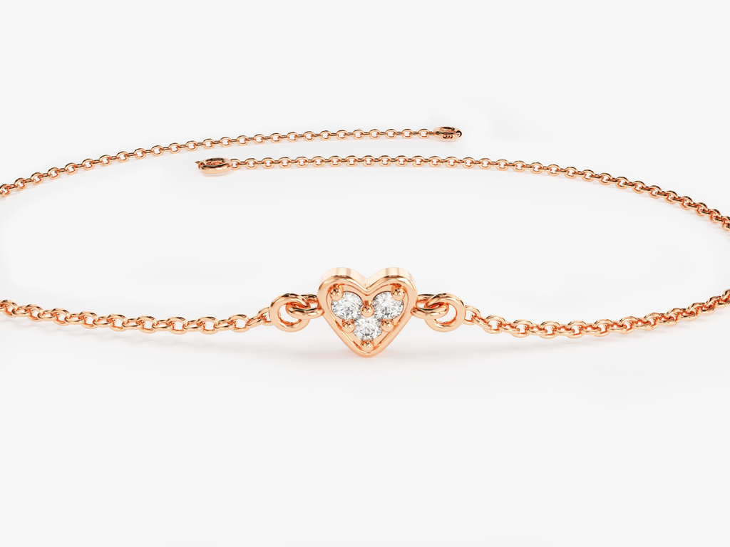 0.03 TCW Heart Charm Moissanite Bracelet