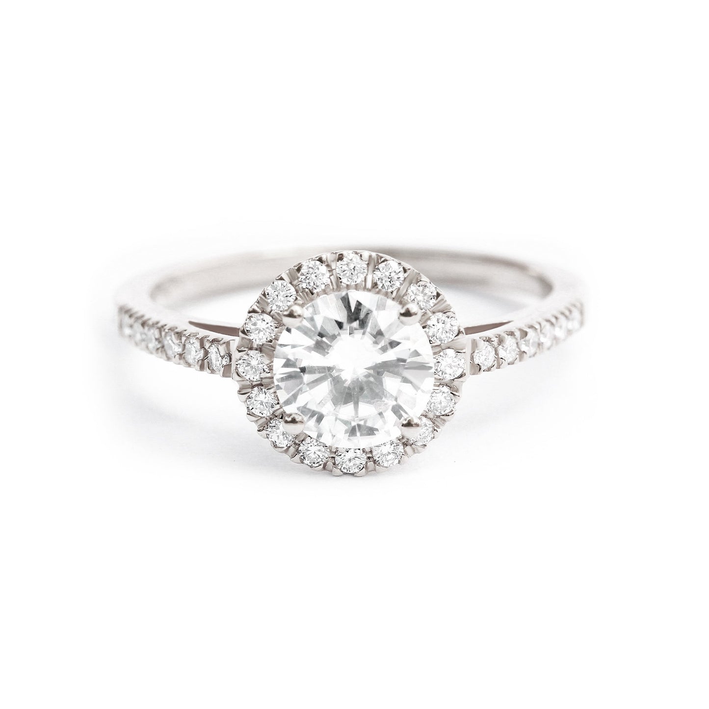 2.9 Carats Emerald Pave Styled Moissanite Engagement Ring