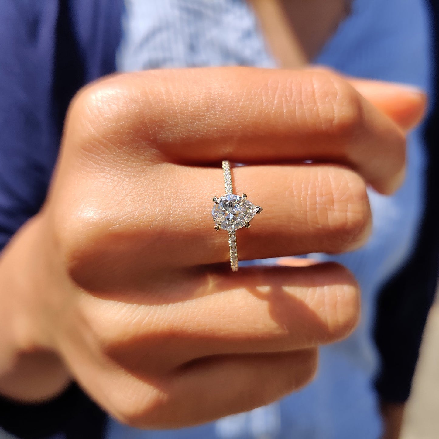Pear Shaped Engagement Ring In Yellow Gold
