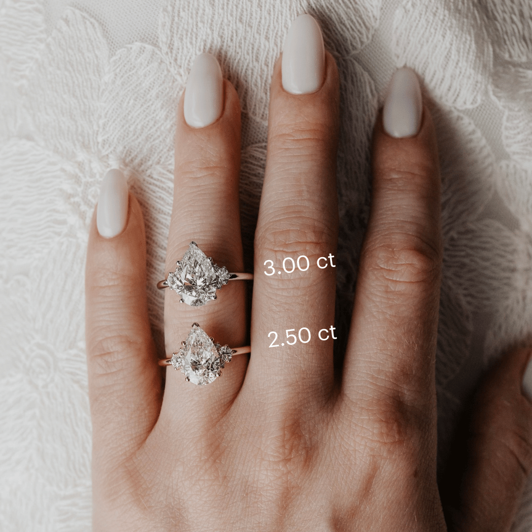 Marquise Shaped Three Stone Lab Grown Diamond Engagement Ring