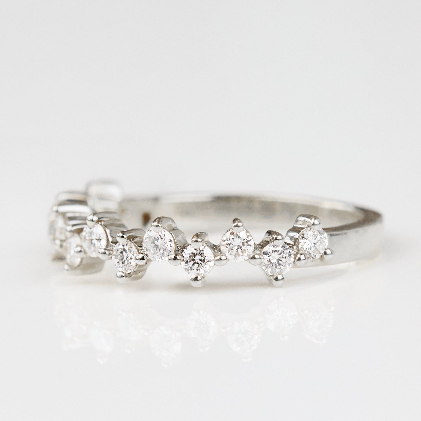 0.25 TCW Round Shaped Half Eternity Lab Grown Diamond Wedding Band