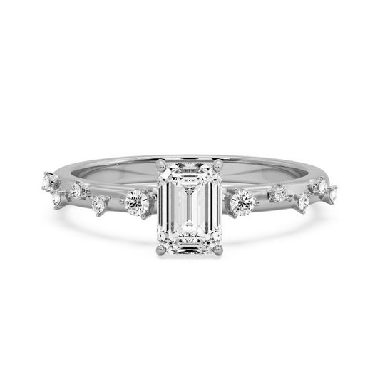 Marquise Shaped Three Stone Lab Grown Diamond Engagement Ring