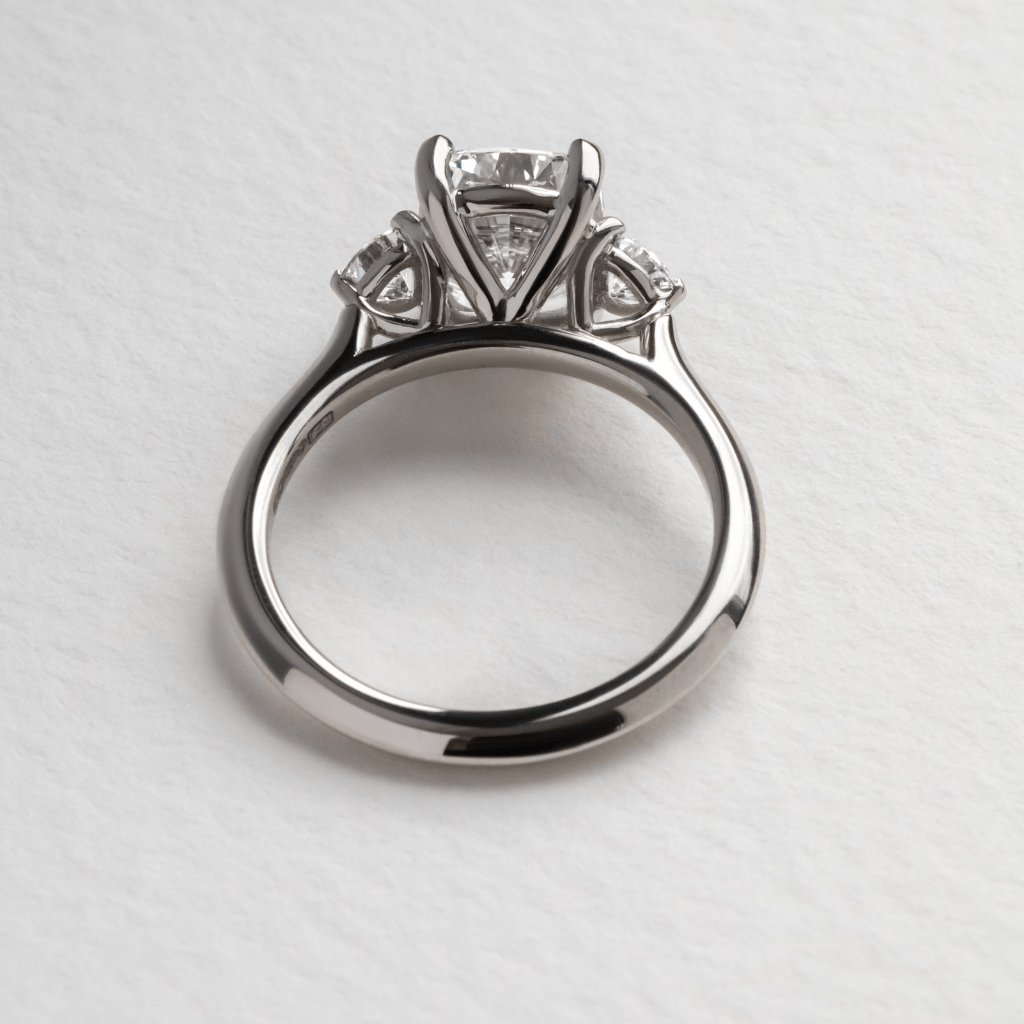 Marquise Shaped Three Stone Lab Grown Diamond Engagement Ring