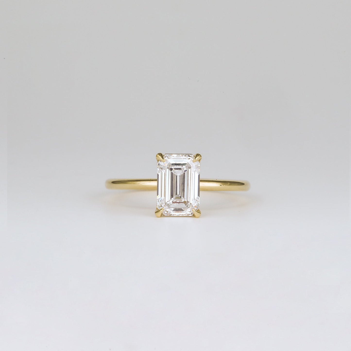 1.57 CT Emerald Shaped Solitaire Moissanite Engagement Ring