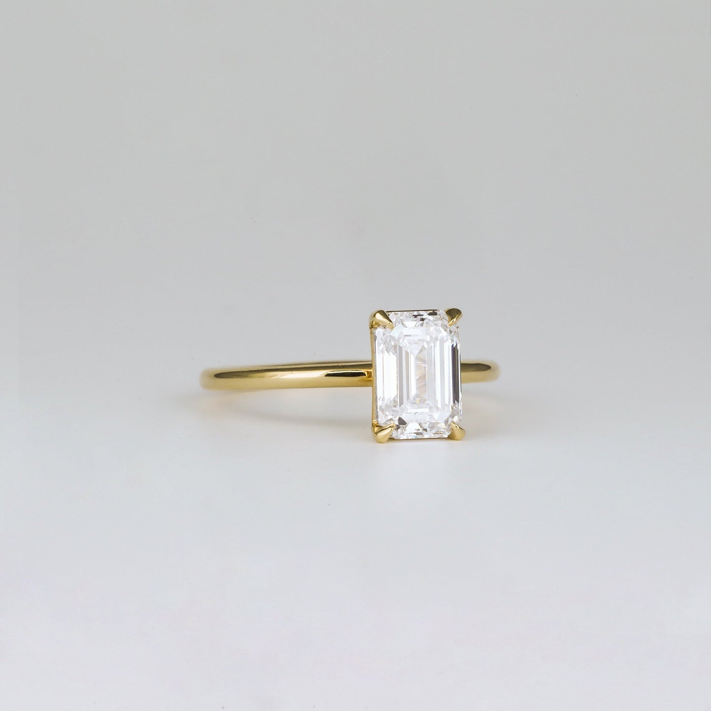 1.57 CT Emerald Shaped Solitaire Moissanite Engagement Ring