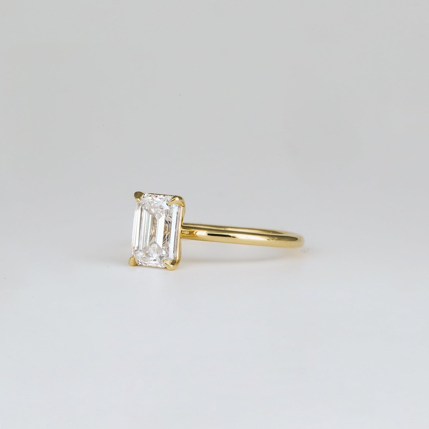 1.57 CT Emerald Shaped Solitaire Moissanite Engagement Ring