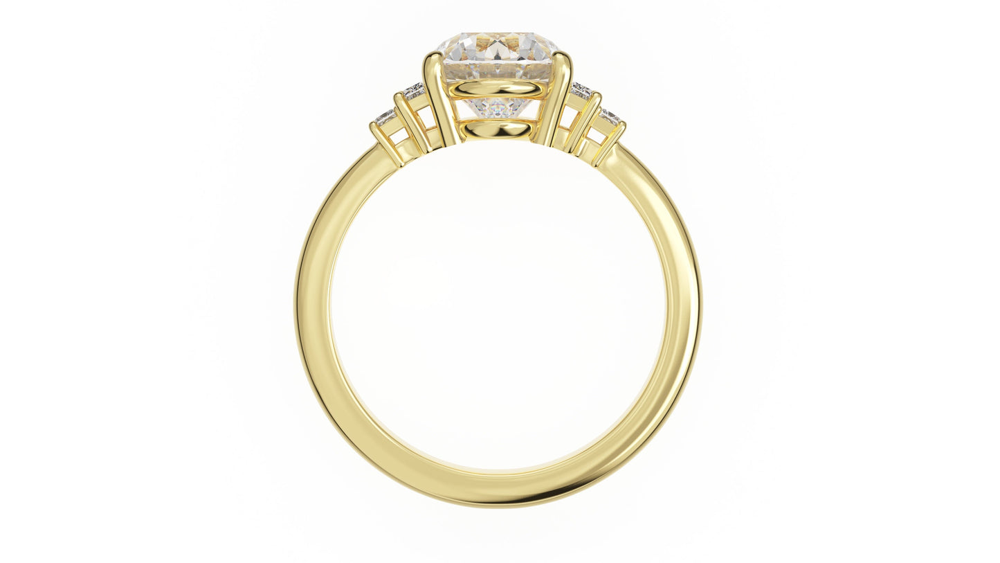 Marquise Shaped Three Stone Lab Grown Diamond Engagement Ring