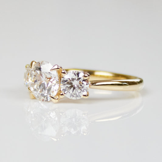 Marquise Shaped Three Stone Lab Grown Diamond Engagement Ring