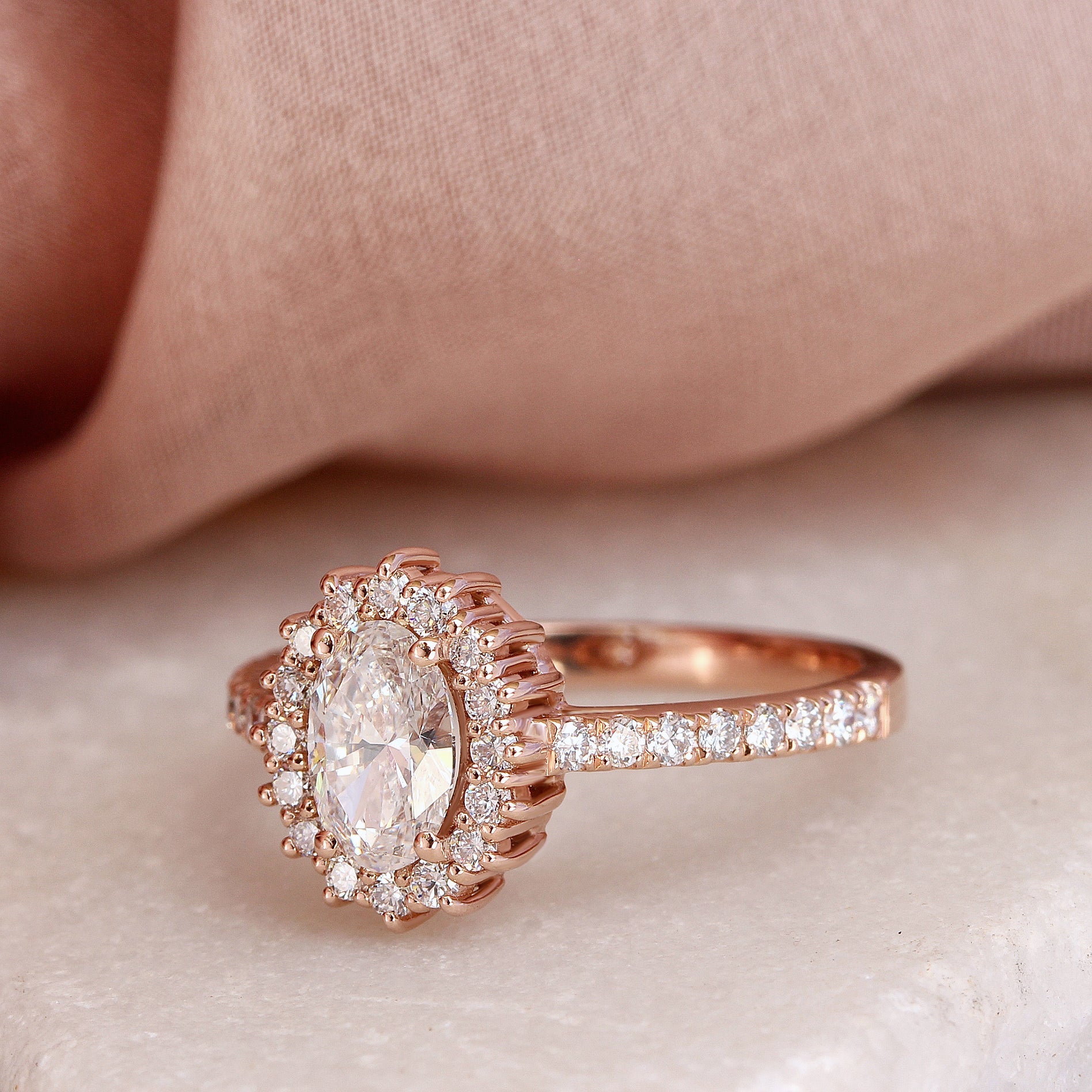 2.9 Carats Emerald Pave Styled Moissanite Engagement Ring