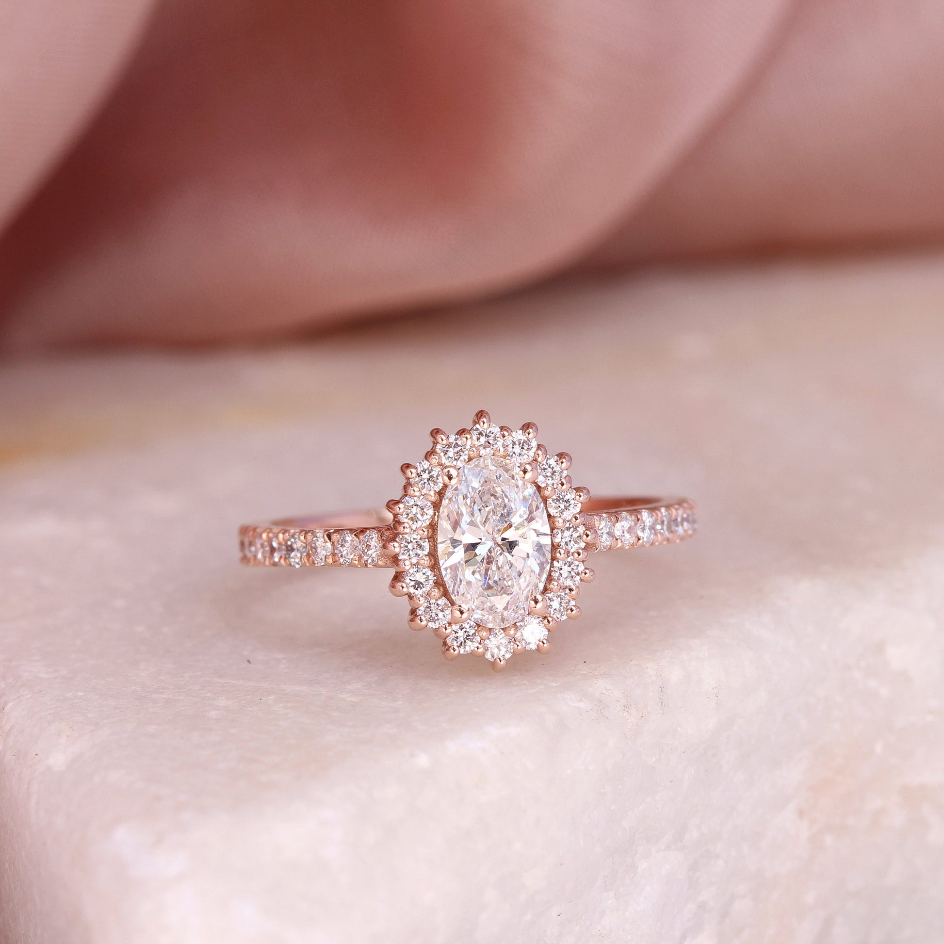 2.9 Carats Emerald Pave Styled Moissanite Engagement Ring