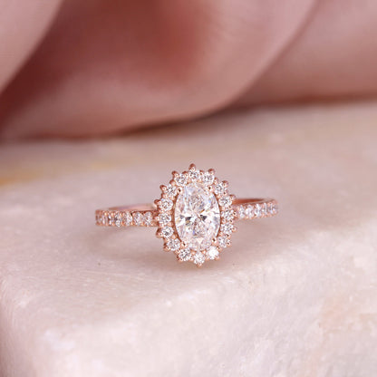 2.9 Carats Emerald Pave Styled Moissanite Engagement Ring