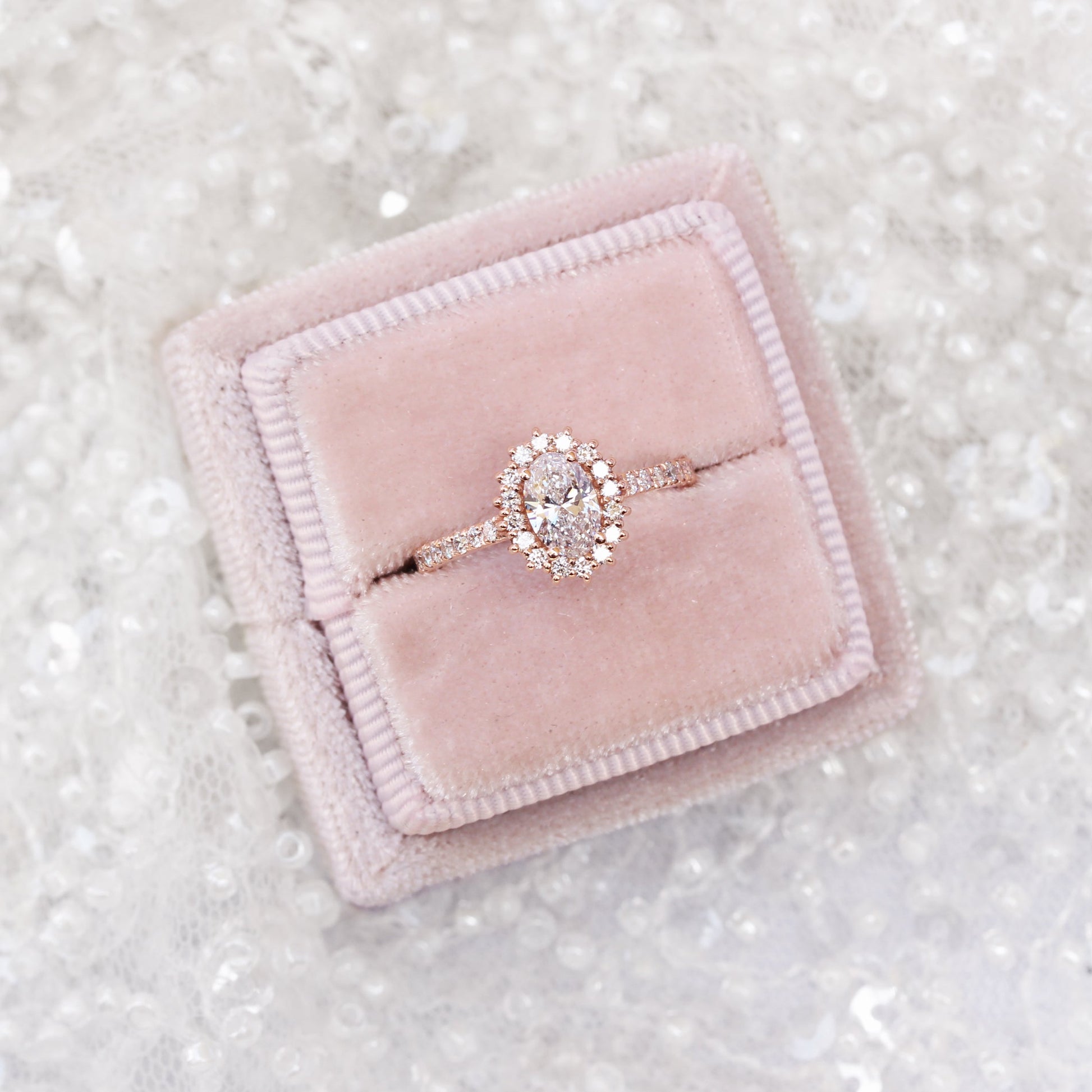 2.9 Carats Emerald Pave Styled Moissanite Engagement Ring