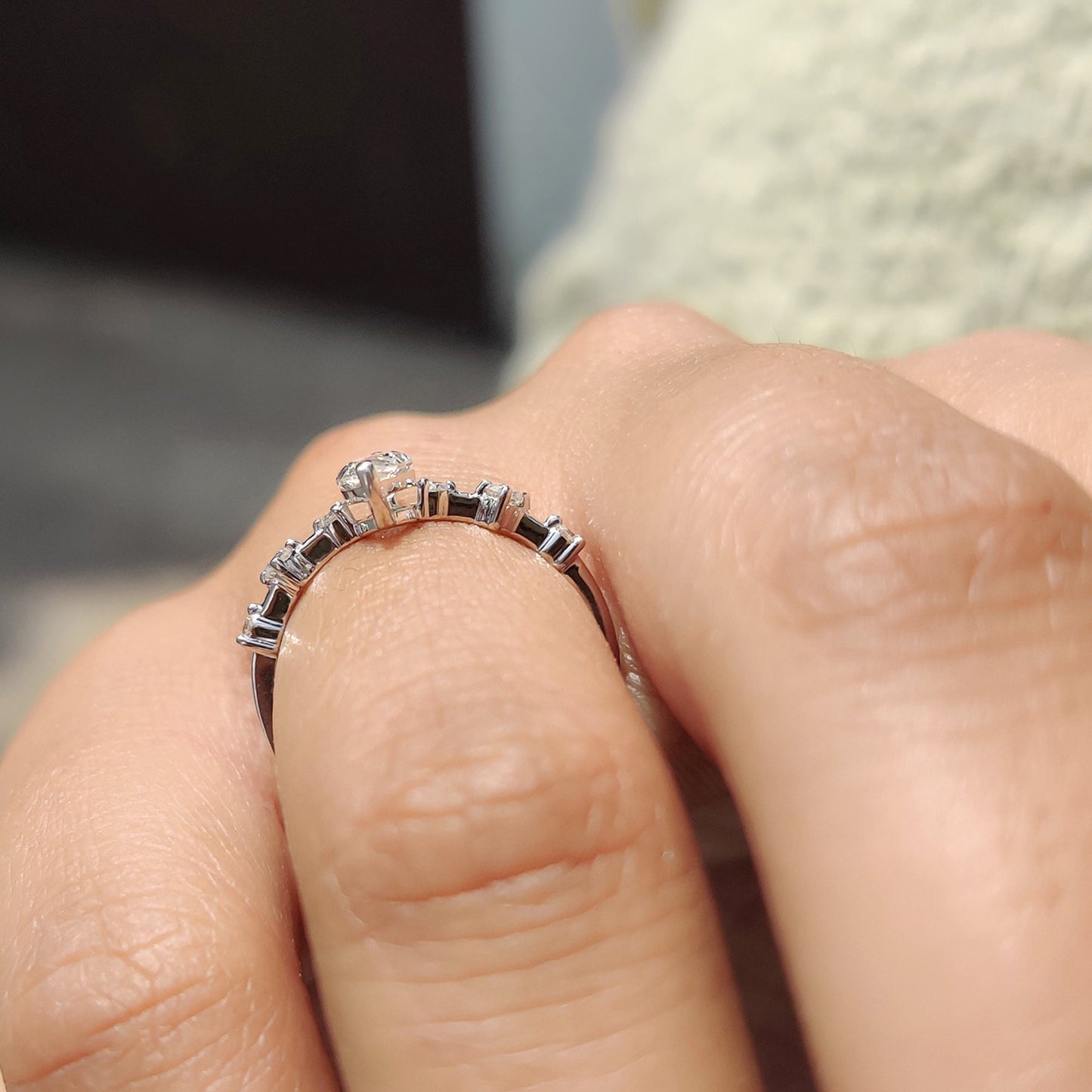 Moissanite Marquise Ring In Round Prong Setting